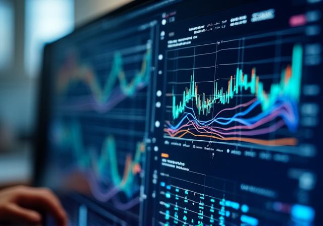 Complex 3D dashboard showing real-time streaming data points